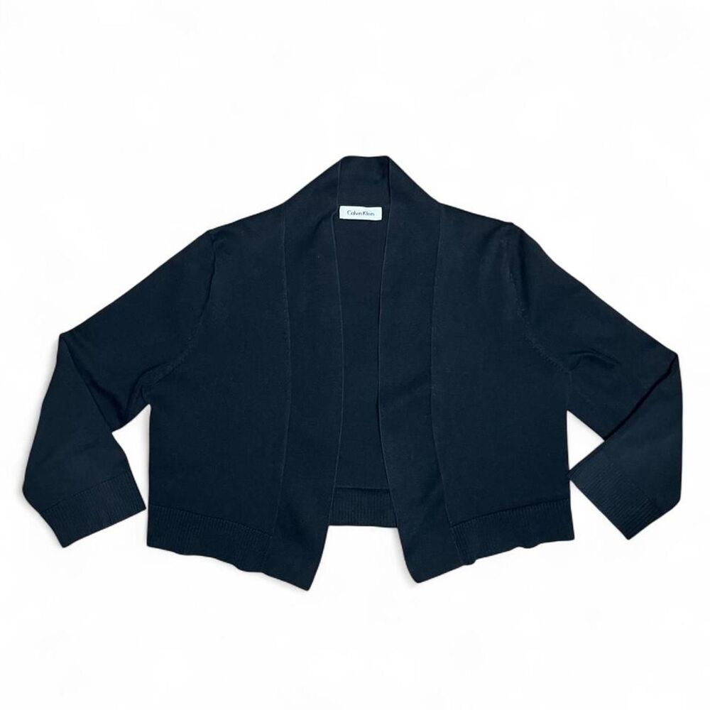 Calvin Klein Women's Black Cropped Open Cardigan